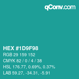 カラーコード: HEX #1D9F98 | qconv.com