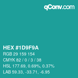 Farbcode: HEX #1D9F9A | qconv.com