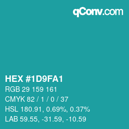 Color code: HEX #1D9FA1 | qconv.com