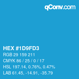 Color code: HEX #1D9FD3 | qconv.com