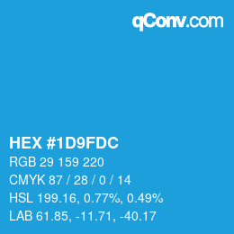Color code: HEX #1D9FDC | qconv.com