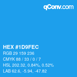 カラーコード: HEX #1D9FEC | qconv.com