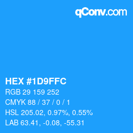 颜色代码: HEX #1D9FFC | qconv.com