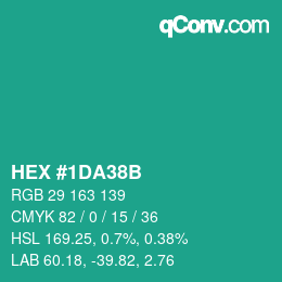 Color code: HEX #1DA38B | qconv.com