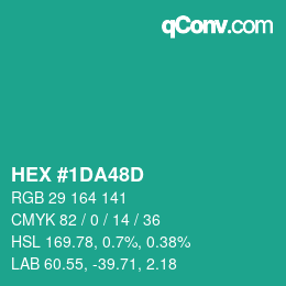 Color code: HEX #1DA48D | qconv.com