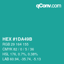Color code: HEX #1DA49B | qconv.com