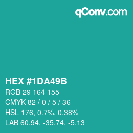 Color code: HEX #1DA49B | qconv.com