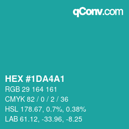 Color code: HEX #1DA4A1 | qconv.com