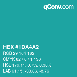 カラーコード: HEX #1DA4A2 | qconv.com