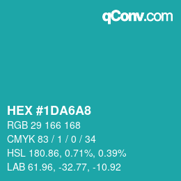 カラーコード: HEX #1DA6A8 | qconv.com