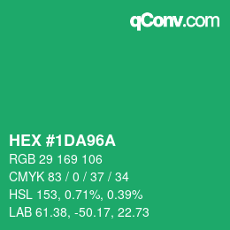 Color code: HEX #1DA96A | qconv.com