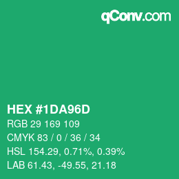 Color code: HEX #1DA96D | qconv.com