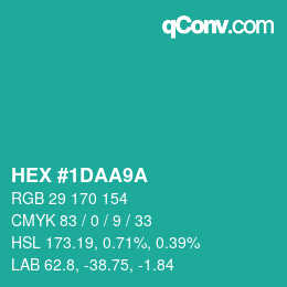 Farbcode: HEX #1DAA9A | qconv.com