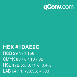 Color code: HEX #1DAE9C | qconv.com
