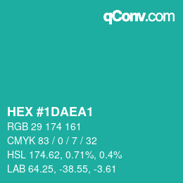 颜色代码: HEX #1DAEA1 | qconv.com