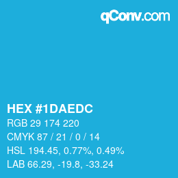 Color code: HEX #1DAEDC | qconv.com