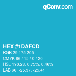 Color code: HEX #1DAFCD | qconv.com