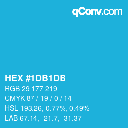 カラーコード: HEX #1DB1DB | qconv.com