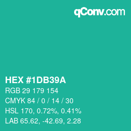 Color code: HEX #1DB39A | qconv.com