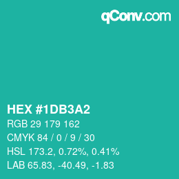 カラーコード: HEX #1DB3A2 | qconv.com