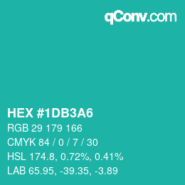 カラーコード: HEX #1DB3A6 | qconv.com