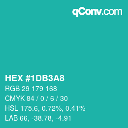 カラーコード: HEX #1DB3A8 | qconv.com