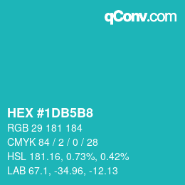 カラーコード: HEX #1DB5B8 | qconv.com