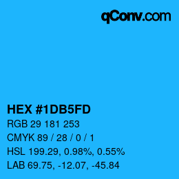 颜色代码: HEX #1DB5FD | qconv.com