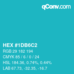 カラーコード: HEX #1DB6C2 | qconv.com