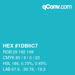 Color code: HEX #1DB6C7 | qconv.com