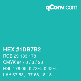 カラーコード: HEX #1DB7B2 | qconv.com