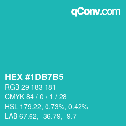 カラーコード: HEX #1DB7B5 | qconv.com