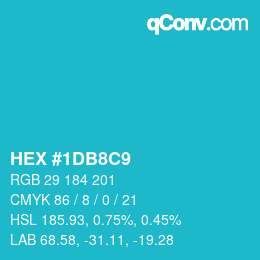 颜色代码: HEX #1DB8C9 | qconv.com