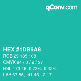 Color code: HEX #1DB9A8 | qconv.com