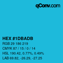 カラーコード: HEX #1DBADB | qconv.com