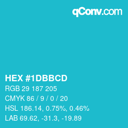 Color code: HEX #1DBBCD | qconv.com