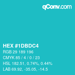 颜色代码: HEX #1DBDC4 | qconv.com