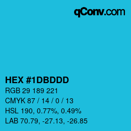颜色代码: HEX #1DBDDD | qconv.com