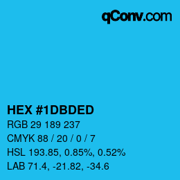 颜色代码: HEX #1DBDED | qconv.com