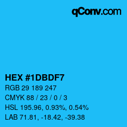 颜色代码: HEX #1DBDF7 | qconv.com