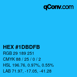 カラーコード: HEX #1DBDFB | qconv.com