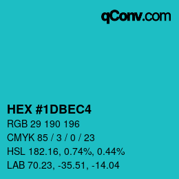 颜色代码: HEX #1DBEC4 | qconv.com