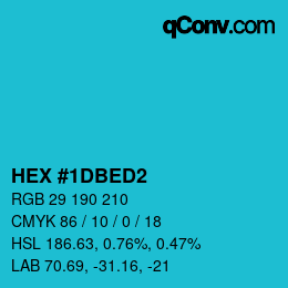 カラーコード: HEX #1DBED2 | qconv.com