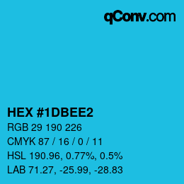 颜色代码: HEX #1DBEE2 | qconv.com