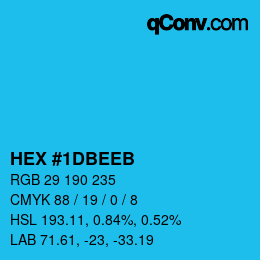 カラーコード: HEX #1DBEEB | qconv.com