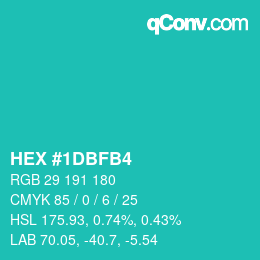 颜色代码: HEX #1DBFB4 | qconv.com