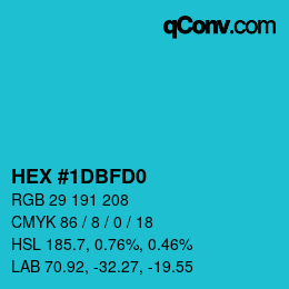 カラーコード: HEX #1DBFD0 | qconv.com