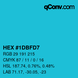 颜色代码: HEX #1DBFD7 | qconv.com