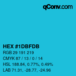 Color code: HEX #1DBFDB | qconv.com