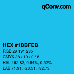 Color code: HEX #1DBFEB | qconv.com